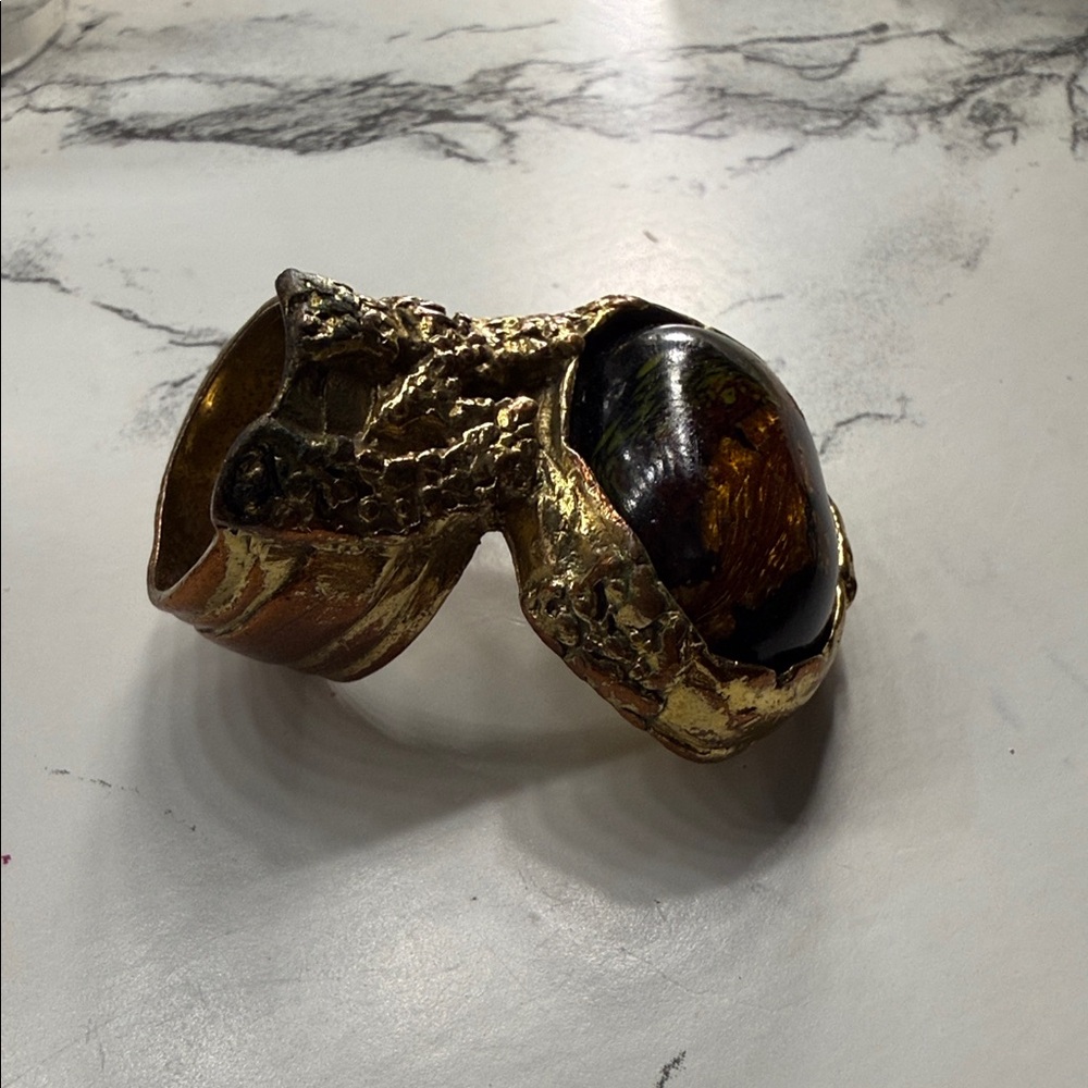 AUTHENTIC Yves Saint Laurent Gold Sculpted Ring - Picture 4 of 6